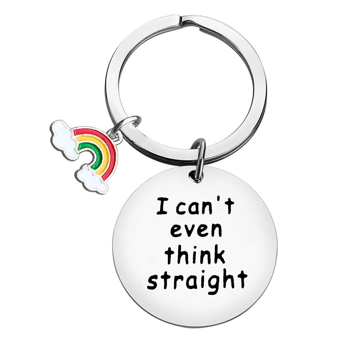 Ximalun Funny Gay Keyring Gay Pride Gifts I Can't Even Think Straight Keyring with Rainbow Charm LGBT Gift Anniversary Valentines Day Gifts Christmas Birthday Gifts Lesbian Gifts