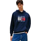 Tommy Jeans mens Medium Weight Hoodie Sweatshirt With Printed Flag Logo