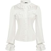 CURLBIUTY Women Victorian Blouse Vintage Long Sleeve Renaissance Shirt Gothic Button Down Tops