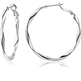 24K Gold Hoop Earrings for Women Trendy Real Gold Plated Twisted Thin Huggie Hoops, Dainty Cute Big Gold Filled Dangle Hoop Earrings Nickel Free Womens Earrings for Sensitive Ears Hypoallergenic