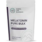 SIERRA LIFE SCIENCES Melatonin Powder Bulk Sleep Aid (20g, 10,000 Doses) | Melatonin Powder Bulk Natural Sleep Aid for Adults | Custom Dose 2mg-5mg Replaces Capsules &amp; Sleeping Pills | High Purity