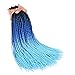 Senegalese Twist Crochet Hair Three Tone Kanekalon Jumbo Braiding Hair Yolana Synthetic Hair Extensions Crochet Braids Senegalese Box Braids (6 PCS 24 Inch, Black/Blue/Light Blue)
