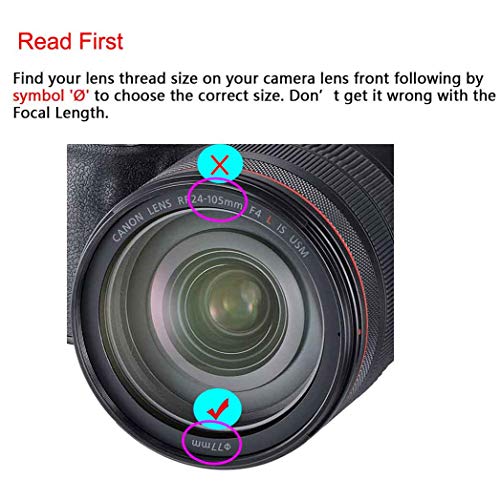 77mm Snap-on Lens Cap with Keeper for Canon EOS R/EOS RP RF 24-105mm F/4L Lens, BTER Center Pinch Lens Front Cap Cover & Lens Cover Strap Keeper Leash Holder Attachment Buckle Clip Attach -3 Pack