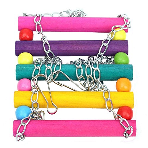 Vehomy Pack of 5 Bird Chewing Toy Bird Hanging Bell Bird Ladder Pet Bird Cage Hammock Swing for Parakeets, Cockatiels, Macaws, Parrots, Lovebirds, Finches - Thumbnail 3