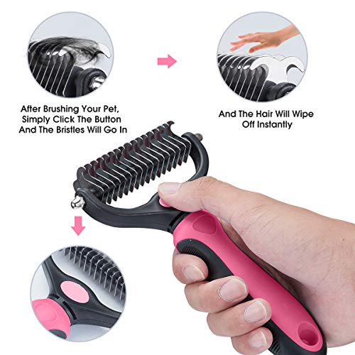 XLCL pet Pet Grooming Tool 2 Sided Undercoat Rake for Cats and Dogs Safe Dematting Comb for