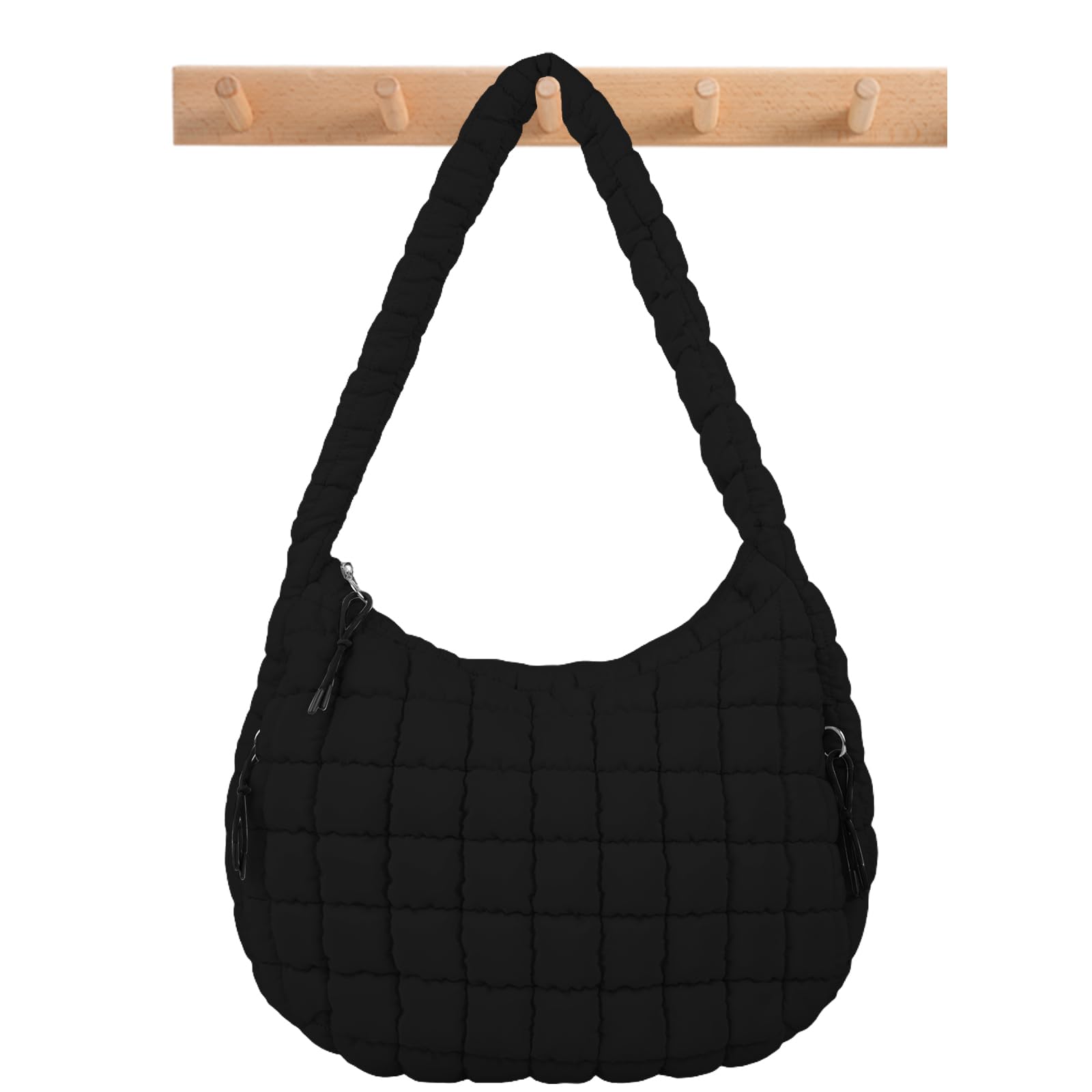 Quilted Puffer Tote Bag – Large Nylon Crossbody Hobo Bag With Zipper, Light Green