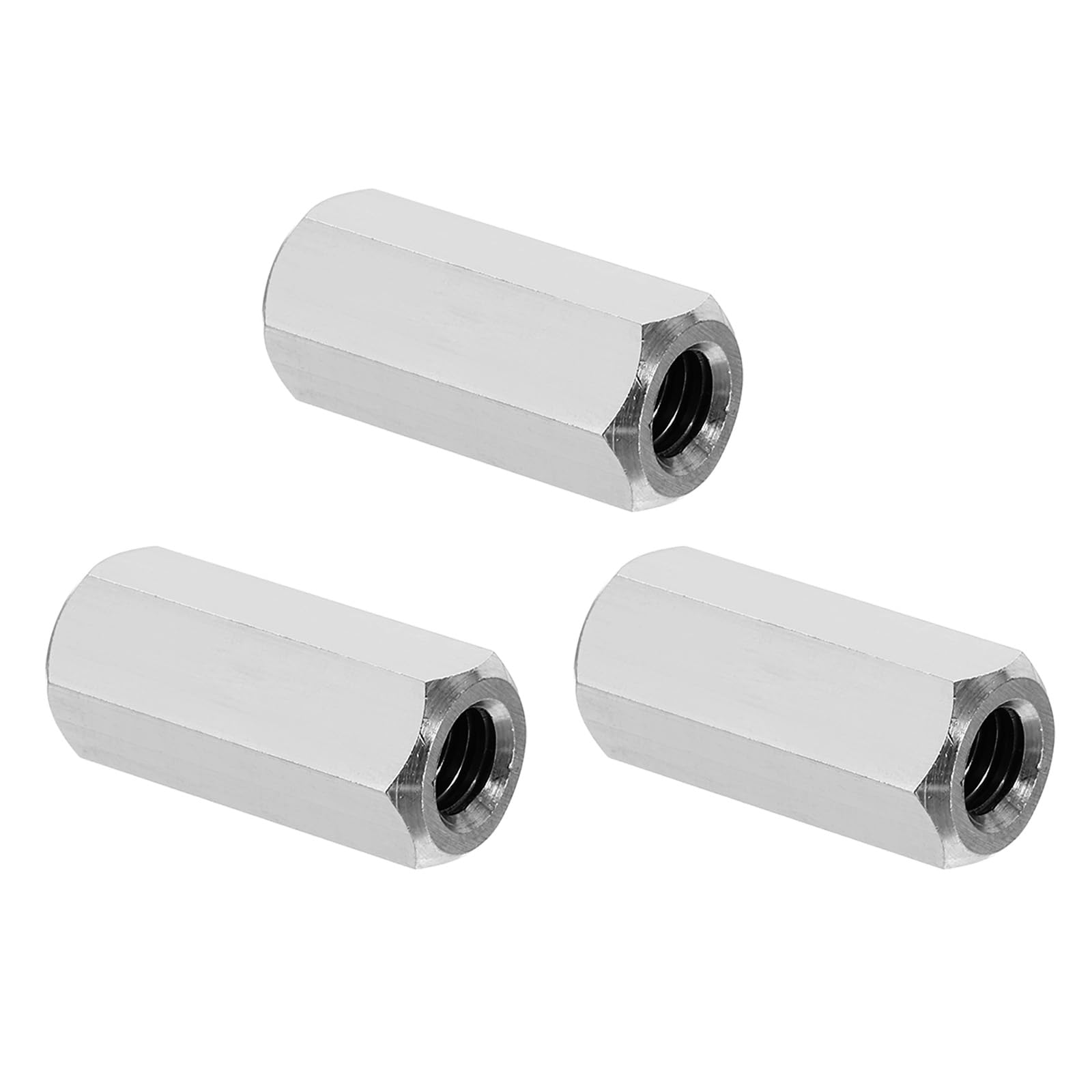 PATIKIL 5/16"-18 UNC 304 Stainless Steel Hex Coupling Nuts, 3Pcs 1.18" Length Fully Threaded Rod Coarse Coupling Nut Studding Connector Fasteners, Silver Tone