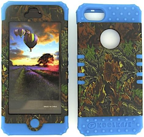 Apple IPhone 5 CAMO MOSSY OAK HEAVY DUTY CASE + LIGHT BLUE GEL SKIN SNAP-ON PROTECTOR ACCESSORY