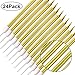 Norme Birthday Cake Candles Metallic Gold Tall Thin Candles Slow Burning Candles in Holder, Gold Glitter Cake Topper Set (24 Pieces Birthday Candles)