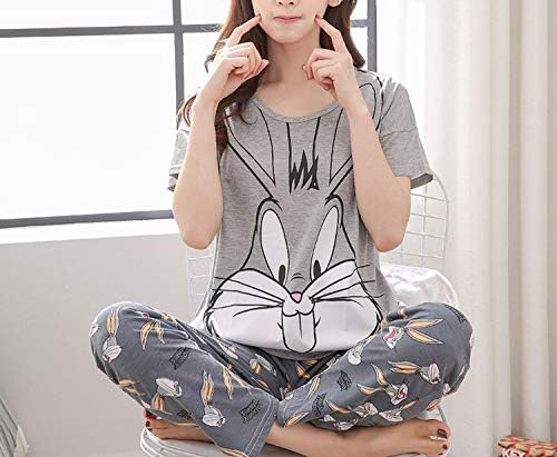Short Sleeve Women Nightwear Sleepwear 100% Cotton Nightwear Sets Autumn Pajamas Women Pyjamas