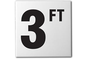 AQUATIC CUSTOM TILE Ceramic Swimming Pool Waterline Depth Marker "3 FT" Smooth Finish, 4 inch Font