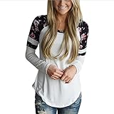 HOT Sale! Autumn Blouse, Canserin Womens Floral Splice Printing Long Sleeve Round Neck T-Shirt Pullover Tops
