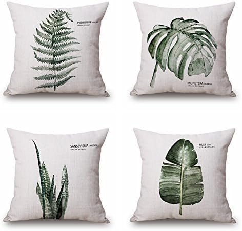 Throw Pillow Covers Cotton Linen Sofa Cushions Case Standard 18 x 18 for Couch Set of 4