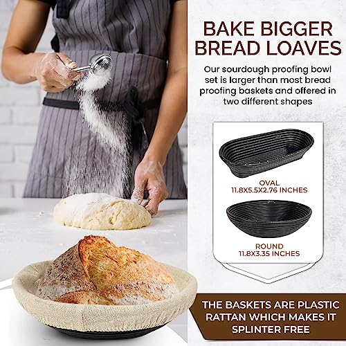 Bread Proofing Basket Set Round and Oval Sourdough Bowls