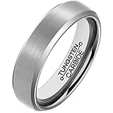 Tungsten Men ring Wedding Engagement 6mm Comfort Fit Brushed Beveled Edges Size 6-13