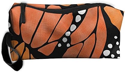 Ltted Women's Travel Cosmetic Bags Small Orange Monarch Butterfly(8216) Makeup Clutch Pouch Cosmetic And Toiletries Organizer Bag With Zipper Oxford Cloth For Women/Girls