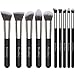 EmaxDesign Makeup Brushes Premium Makeup Brush Set, 10 Pieces Professional Foundation Blending Blush Eye Face Liquid Powder Cream Cosmetics Brushes (Silver Black)