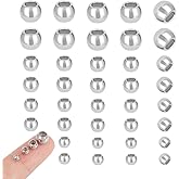 UNICRAFTALE About 40pcs 4/5/6/7mm Spacer Stopper Beads with Rubber Inside Rondelle Slider Beads Stainless Steel Loose Beads Metal Spacers for DIY Jewelry Making Stainless Steel Color