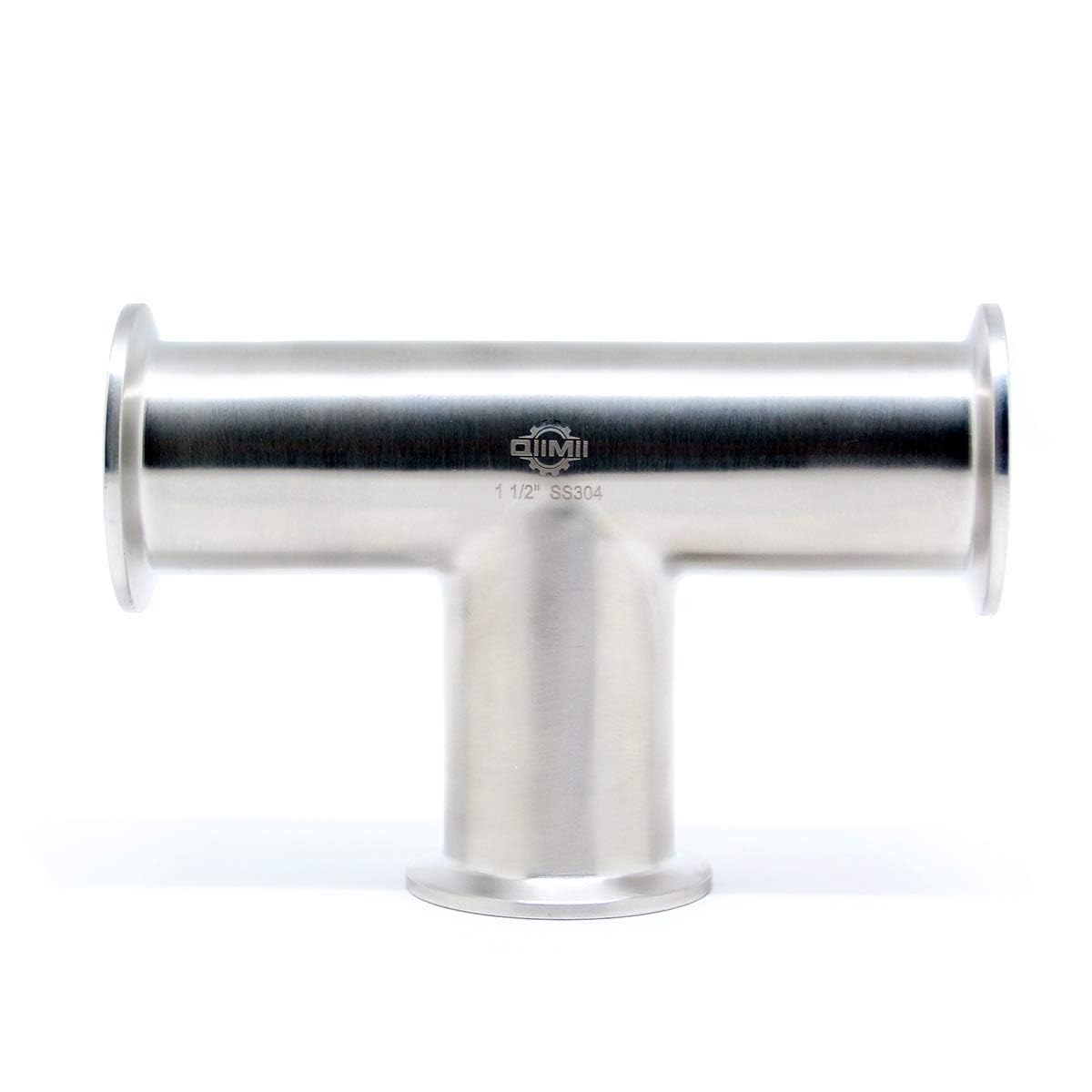 QiiMii Clamp Tee 3 Way Stainless Steel 304 Fits 1.5" Tri Clamp, 38mm Pipe OD Sanitary Fittings (1.5 inch)