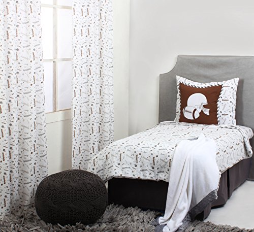 Bacati Muslin 3 Piece Toddler Bedding Sheet Set, Football/Brown/Grey