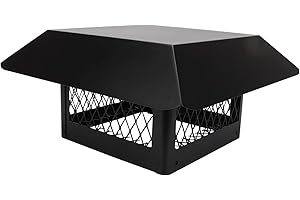 MADONGLI Black Galvanized Steel Chimney Cover - Heavy Chimney Cap 13 x13 inch, Single Bolt-On Chimney Fireplace Cover, Chimney Flue Cover to Fit On Existing Flue Tiles, Chimney Vent Cap with Hood Plate