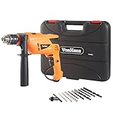 VonHaus Corded 6.2A 1/2 Inch Hammer Drill with 9pc Drill Bit Set and Power Tool Carry Case