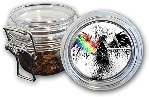 Expression Gifts Airtight Stash Jar With Silicone Seal, Food-Grade Plastic with Locking Wire Top, Smell Proof Hermes Container, Eagle with Prism