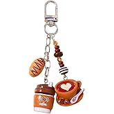 Pingyongchang Fun Cute Imitation Food Keychain for Women Bread Cookies Burger Coffee Keychain Handbag Purse Charm Accessories
