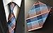 MENDENG Men's Neckties Orange Blue Tie Plaid Stripe Mens Ties Silk Ties for Men Wedding Party Groomsmen Classic Formal