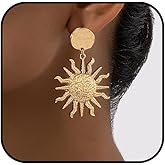 Gold Sun Earrings for Women Statement Heart Drop Earrings Silver Sun Heart Dangle Earrings Gold Heart Drop Earrings Statement Jewelry Accessories Present