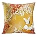 VANMI Throw Pillow Cover Japanese Beautiful Kimono of Illustrations Japan Asia Crane Decorative Pillow Case Home Decor Square 18x18 Inches Pillowcase