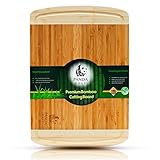 Panda Chef Professional Bamboo Cutting Board-Best Wood Carving Board w/ Juice Groove. Extra-Large Butcher Block (Meat), Heavy Duty Chopping Block (Vegetables) Cheese/Bread Serving Tray