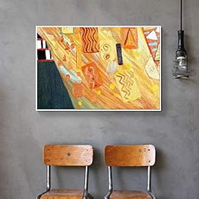 Floating Framed for Living Room Bedroom Golden Abstract...