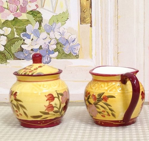 Floral Garden Sugar Bowl And Creamer
