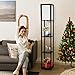 LED Shelf Floor Lamp - Albrillo Modern Standing Lamps for Living Room Bedrooms, Asian Wooden Frame, Tall Lights with Organizer Storage Display Shelves