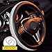 Sino Banyan Girly Diamond Bling Steering Wheel Cover with 2xBling Ring,No Hands Scraping,15 Inch Black & Silver