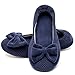ULTRAIDEAS Women's Comfort Memory Foam Ballerina Slippers Breathable Knitted & Stretchable Terry Lining Slippers Anti-Skid House Indoor Shoes (Medium / 7-8 B(M) US, Navy Blue)