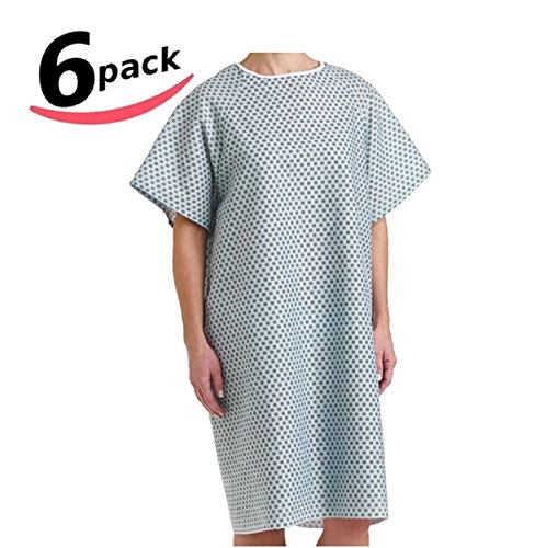 Bella Kline Double Tie Back ,Hospital Patient Unisex Gown, 6Pk