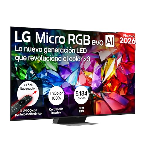 75MRGB96B6B - TV 75", 4K Micro RGB, Smart TV, Sin Reflejos al 97,8%, WebOS 26, Procesador α11 AI Gen3, VRR 165Hz, Dolby Vision y Dolby Atmos, Alexa/Google Assistant, Negro