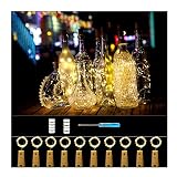 Forthcan 10 Pack Wine Bottle Lights with Cork-20 Led Battery Powered Copper Wire Fairy String Lights,10 Replacement Batteries Included for Garden, Patio Pathway D&eacute;cor, Outdoor, DIY, Party, Wedding