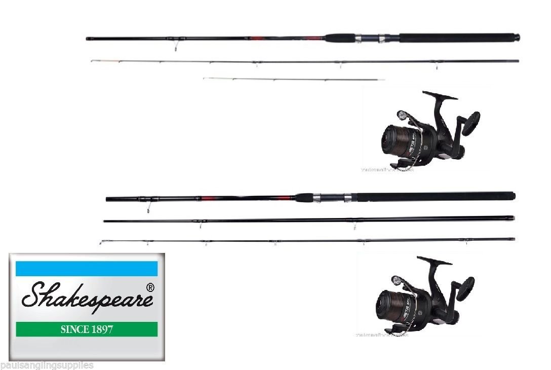 Beta Shakespeare Twin Fishing Rod and Reel Combo Float + Feeder 2 Rods