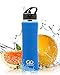 GO Bottles Stainless Steel Insulated with Flip Straw and Sweat-Proof Rubber Grip H2O Sports Drinking Bottle is BPA Free, Portable, Durable, Good for Kids, Keeps Ice Over 20 hours, 17 oz., Blue