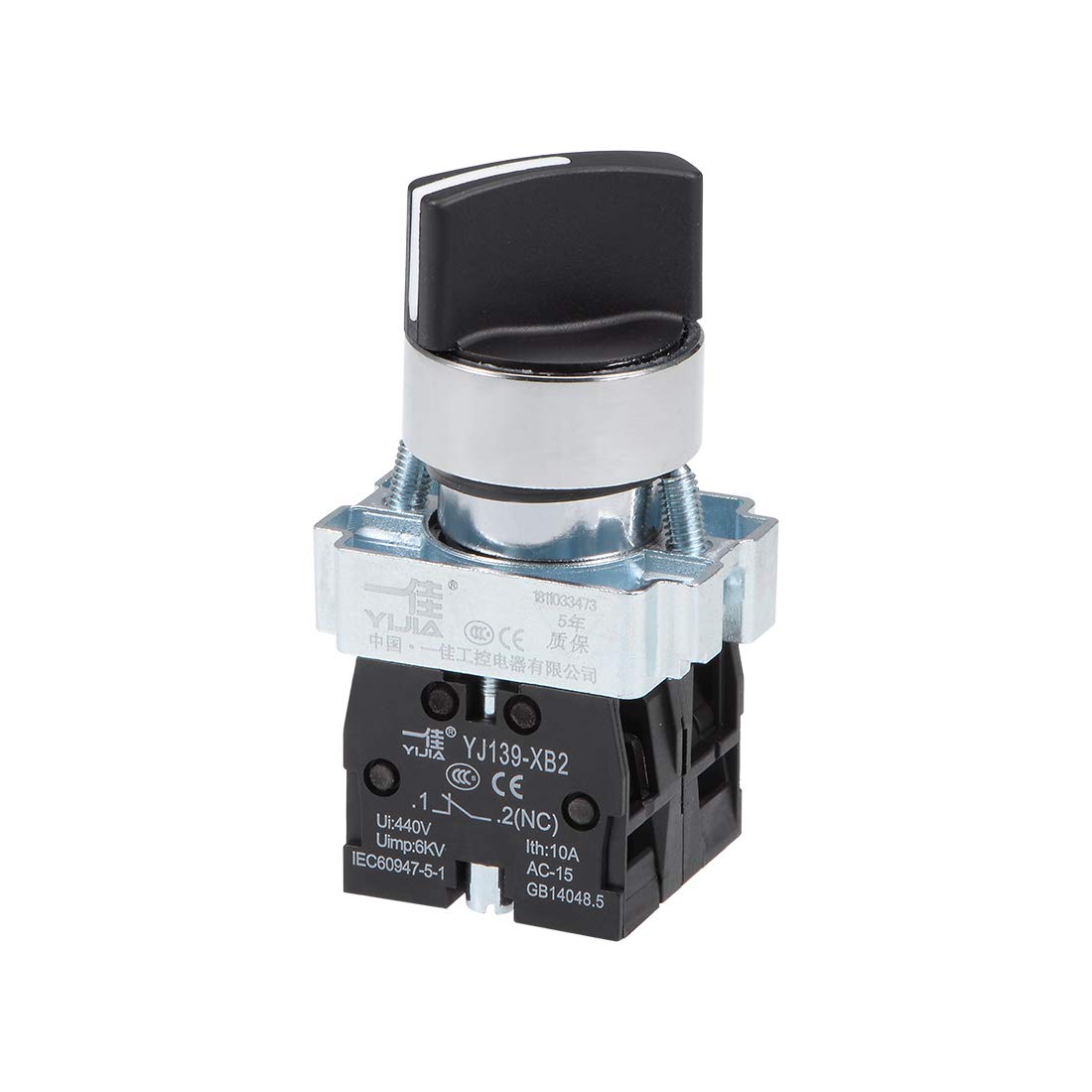 uxcell Rotary Selector Switch 3 Positions 1NO 1NC Self-Lock Latching AC 380V 10A 22mm Panel Mount