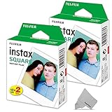 FujiFilm Instax Square Instant Film 2 Twin Pack of 40 Photo Sheets - Compatible with FujiFilm Instax Square SQ6, SQ10 and SQ20 Instant Cameras