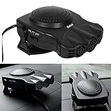 12V Car Heater Fan,150W Portable Car Auto Vehicle Electronic Heater or Fan 2 In 1 Heating Cooling Function Windshield Demister Defroster (Black)