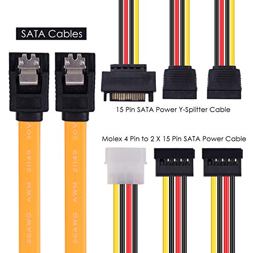 SSD/HDD Mounting Bracket Kit, 2.5 inch to 3.5 inch Metal Hard Disk Drive Holder Adapter Rack Tray Bay with SATA Data Cables and Power Cables