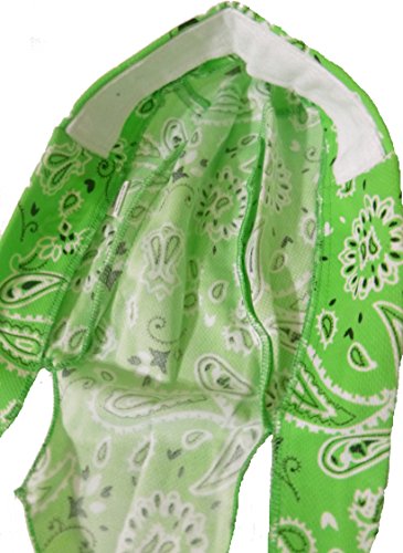 Buy Caps and Hats Paisley Doo Rag Du Rag Do Spandex Bandana Headwrap w Sweatband Chemo Cap (Bright Lime Green Paisley)