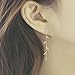 Leaf Chandelier Dangle Earrings Ear Studs Tassel Crawler Earrings Cuff Climber Rhinestone Pierced Clip on Jewelry Golden Plated