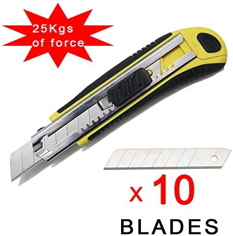 Autoload Utility Knife,Heavy Duty,Comfortable Rubber Grip,Stainless Steel Blades x10,Multipurpose
