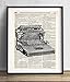 Vintage Typewriter Illustration (#2), Vintage Dictionary Art Print, Antique Wall Art Home Decor, Modern Boho Poster, Farmhouse Decoration Living Room Bedroom Office 8x10 Inches, Ready To Frame